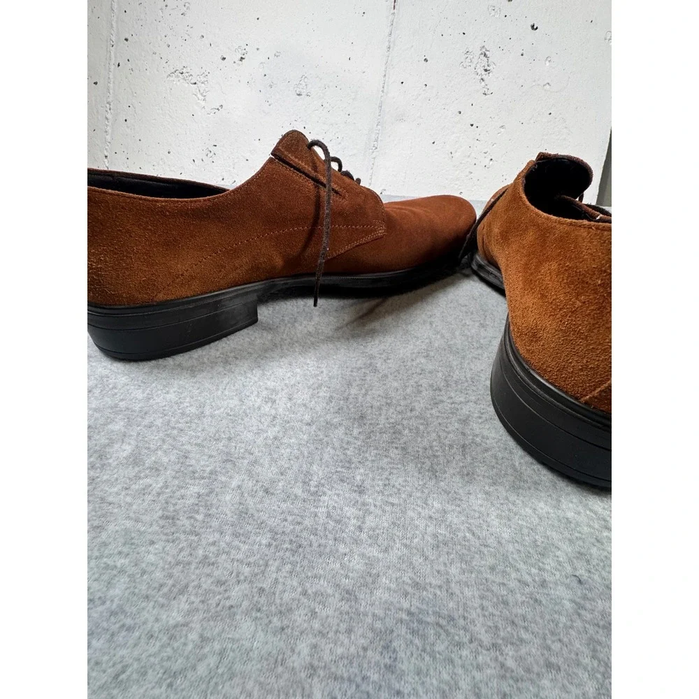 Dino Bigioni Mens Cognac Suede Derby Shoes Made in Italy Brown DB11428 Size 43.5